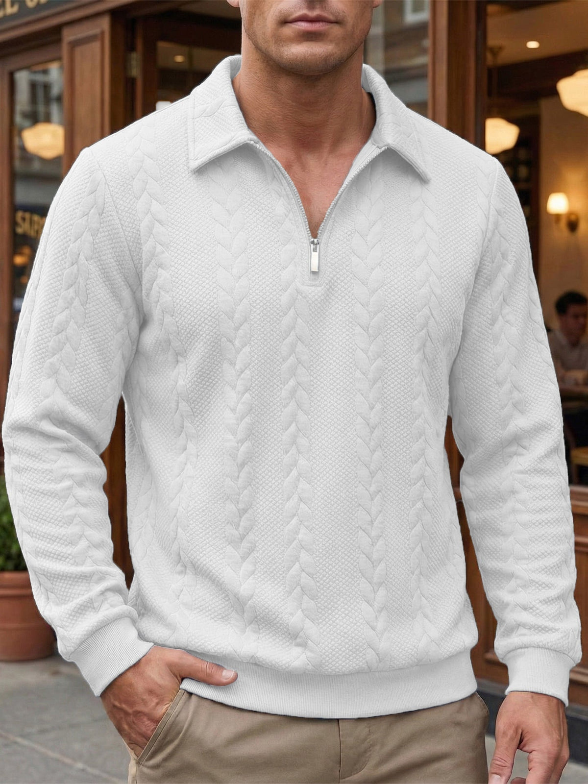 HENRY | Quarter-zip knit with textured finish