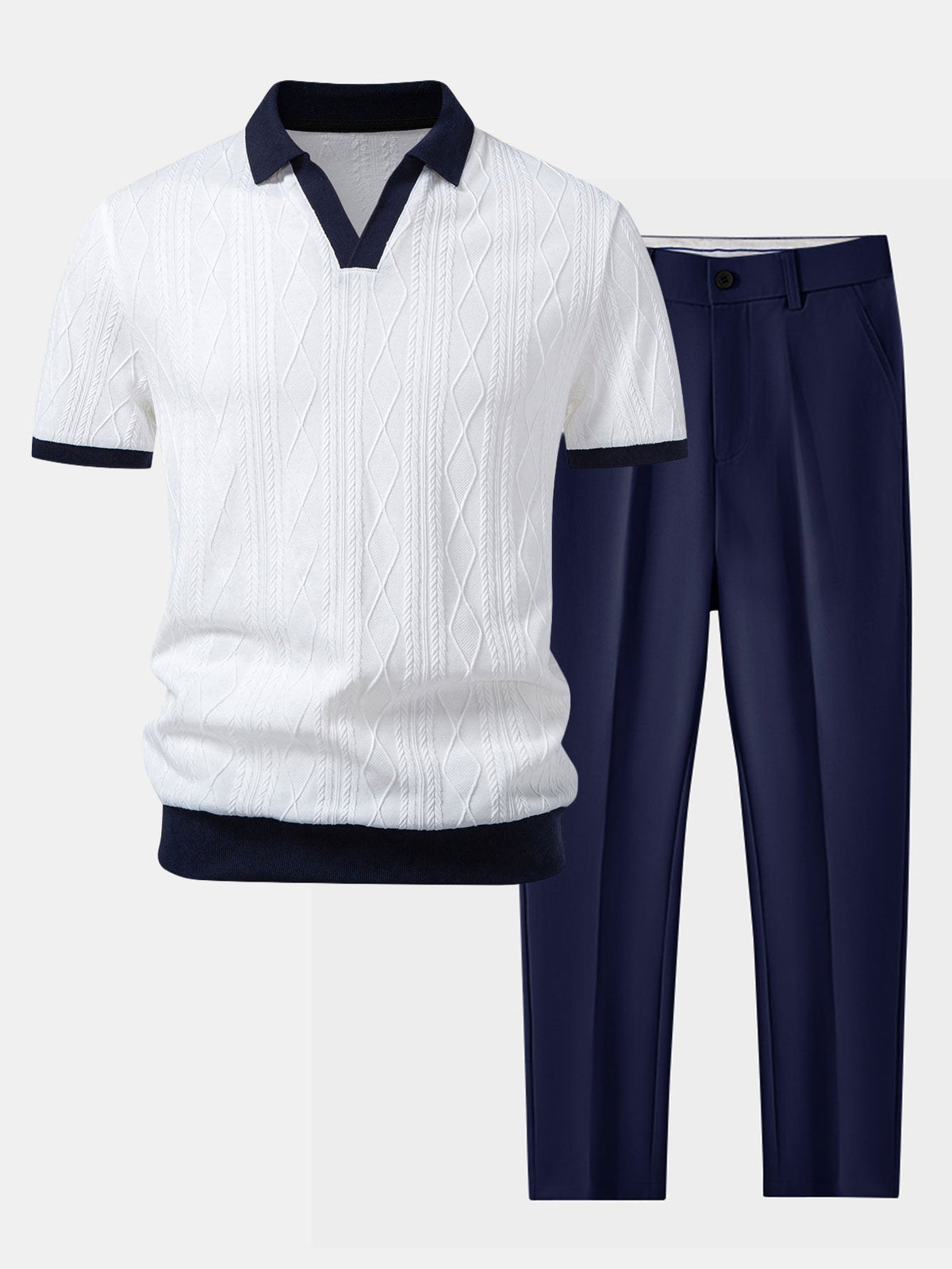 EDWARD | Set with geometric jacquard polo