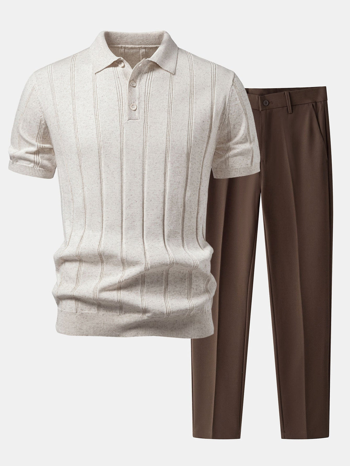 THEO | Set with ribbed polo and tapered trousers