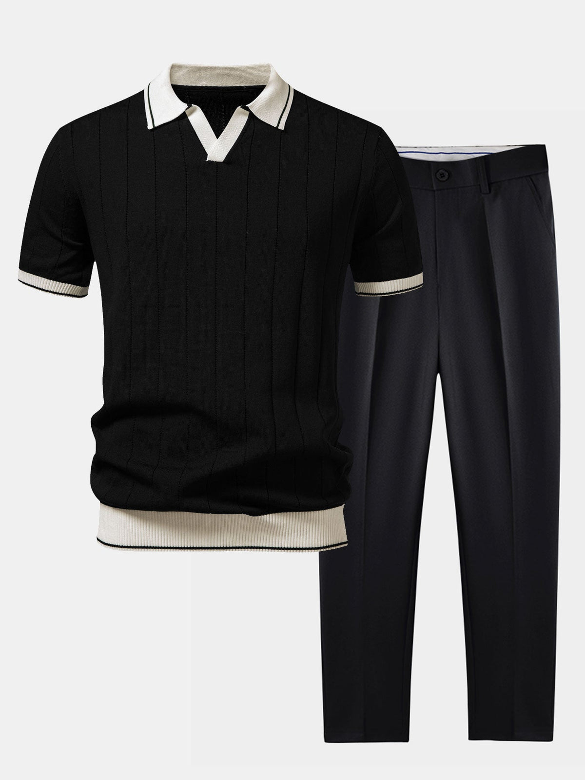 MIA | Set with ribbed polo and tapered trousers