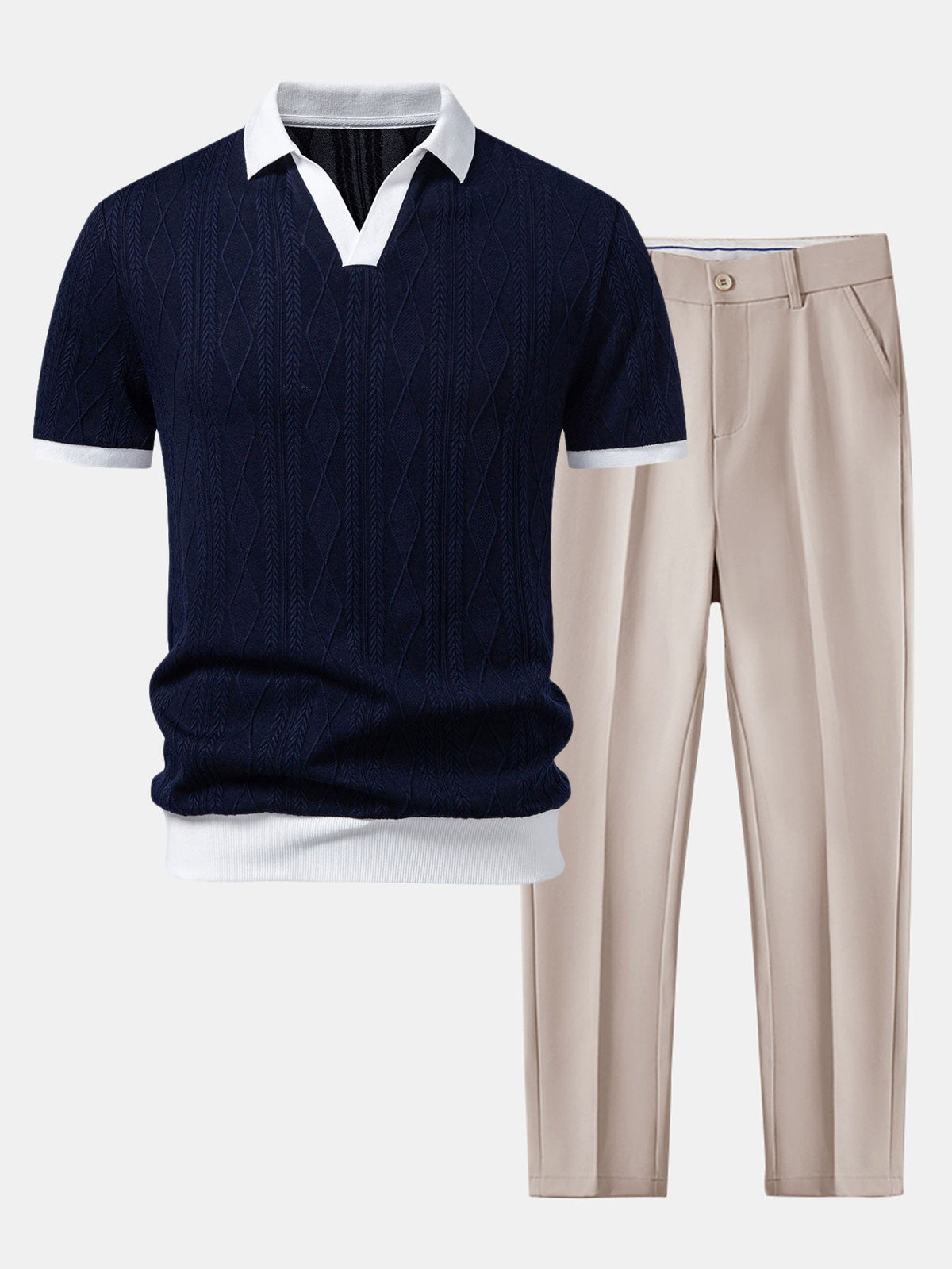 EDWARD | Set with geometric jacquard polo