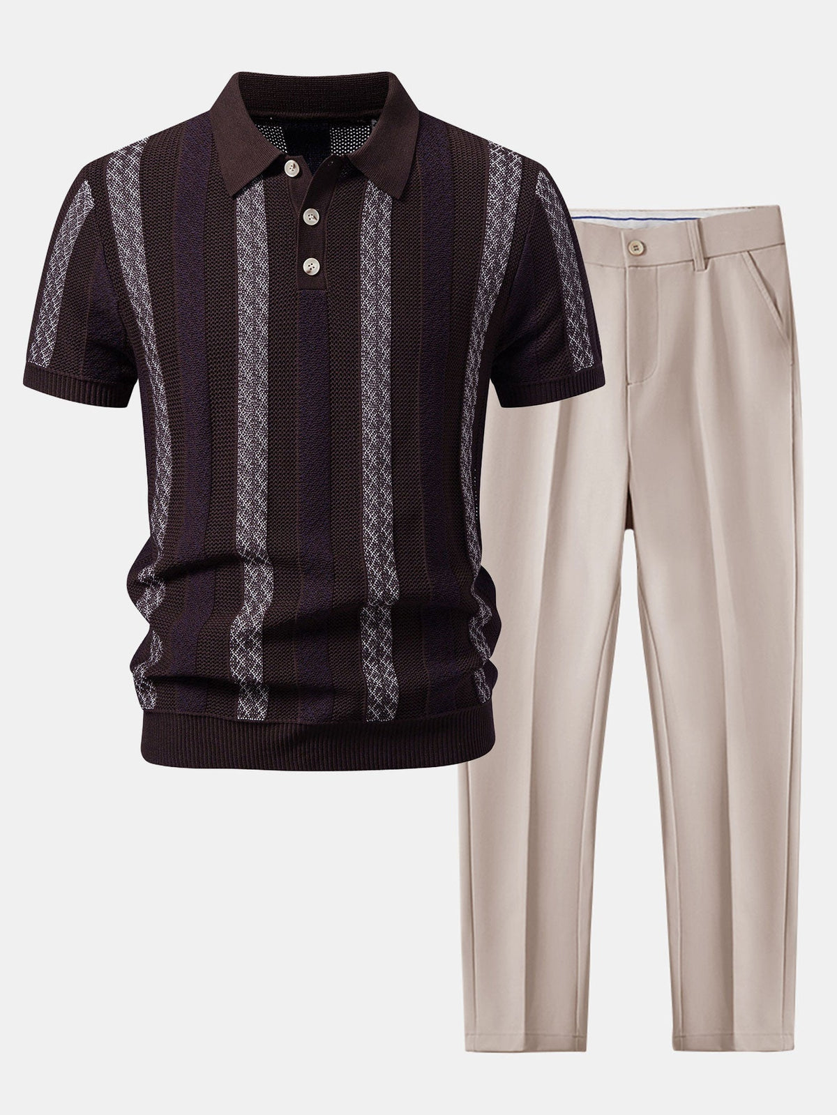 FELIX | Set with striped knit polo