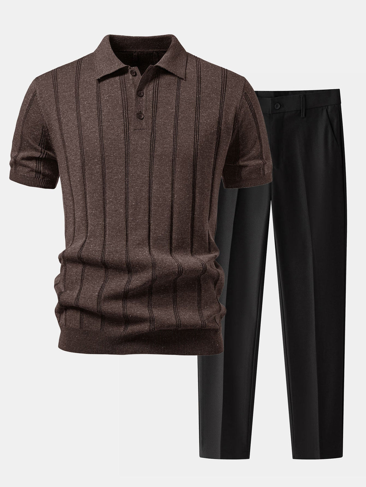 THEO | Set with ribbed polo and tapered trousers