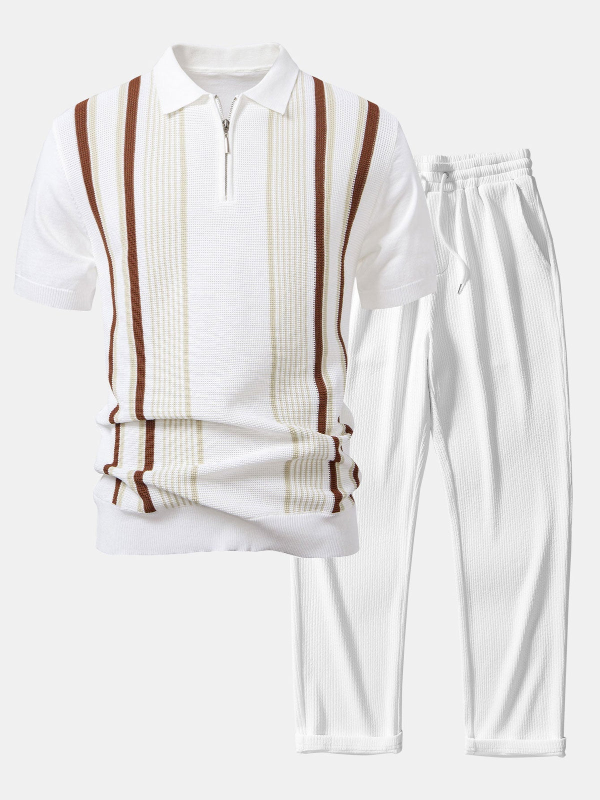 OLIVER | Set with zip polo and ribbed trousers