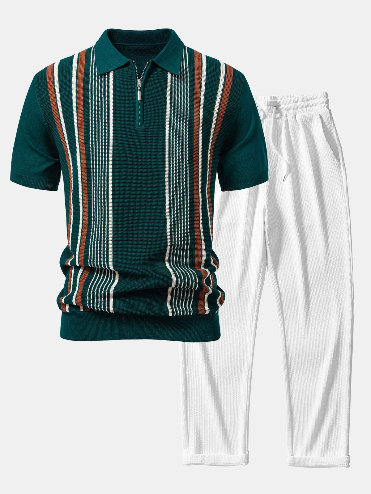 OLIVER | Set with zip polo and ribbed trousers