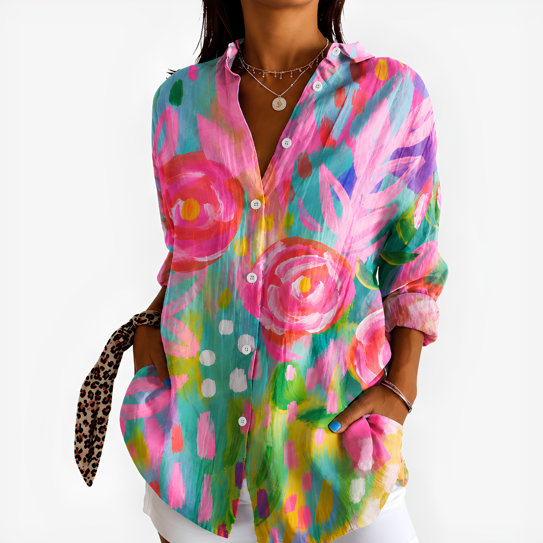 ROSE | Blouse with watercolour floral print