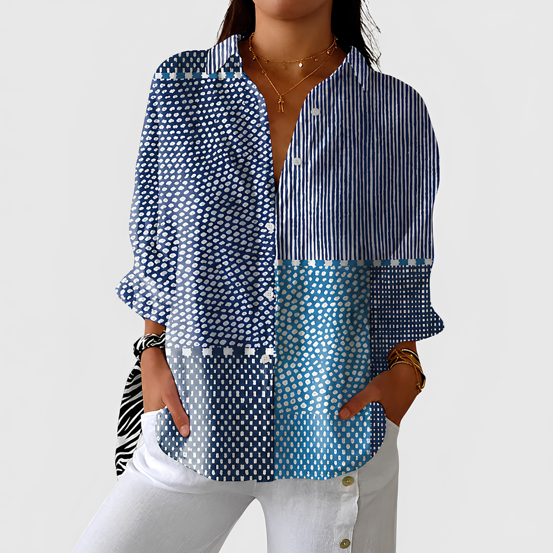 EVE | Blouse with patchwork stripe print