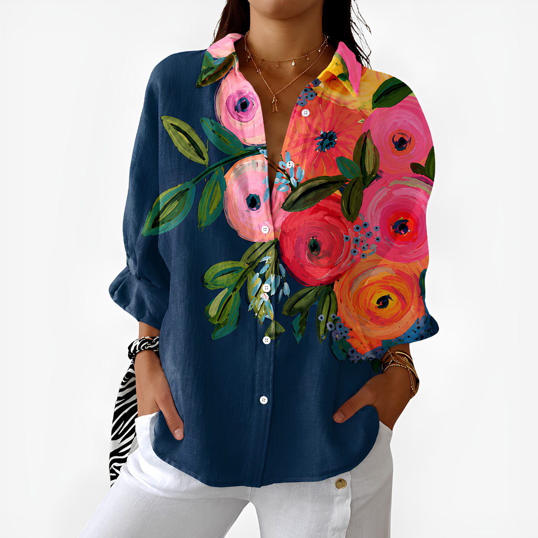 WILLOW | Blouse with floral colorblock print