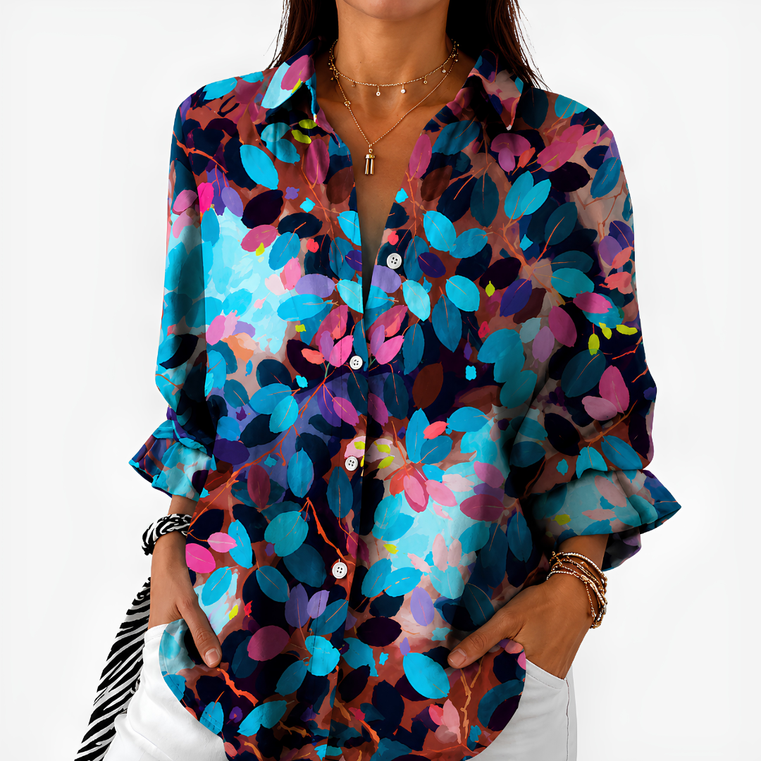 ZARA | Blouse with botanical leaf print