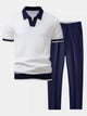 AVA | Set with textured polo and tapered trousers