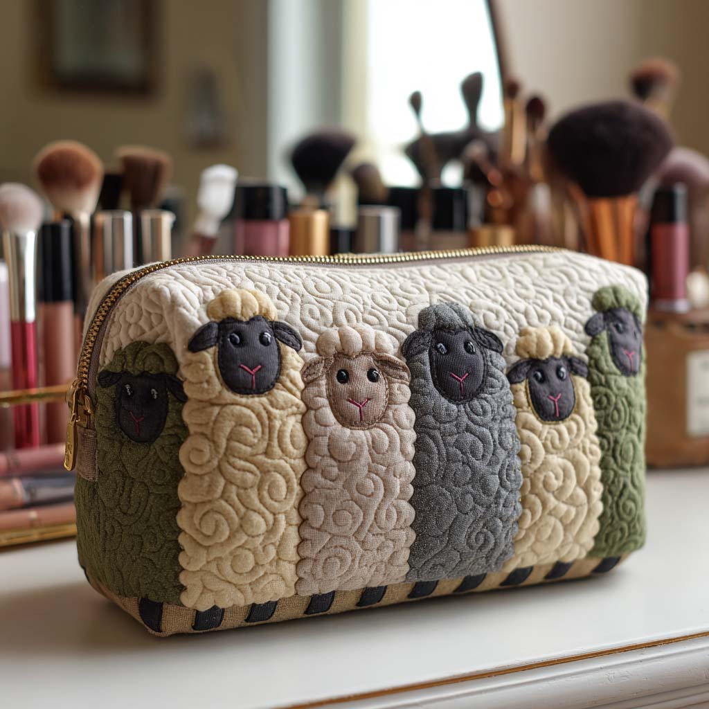 LILY | Cosmetic bag with quilted embroidery