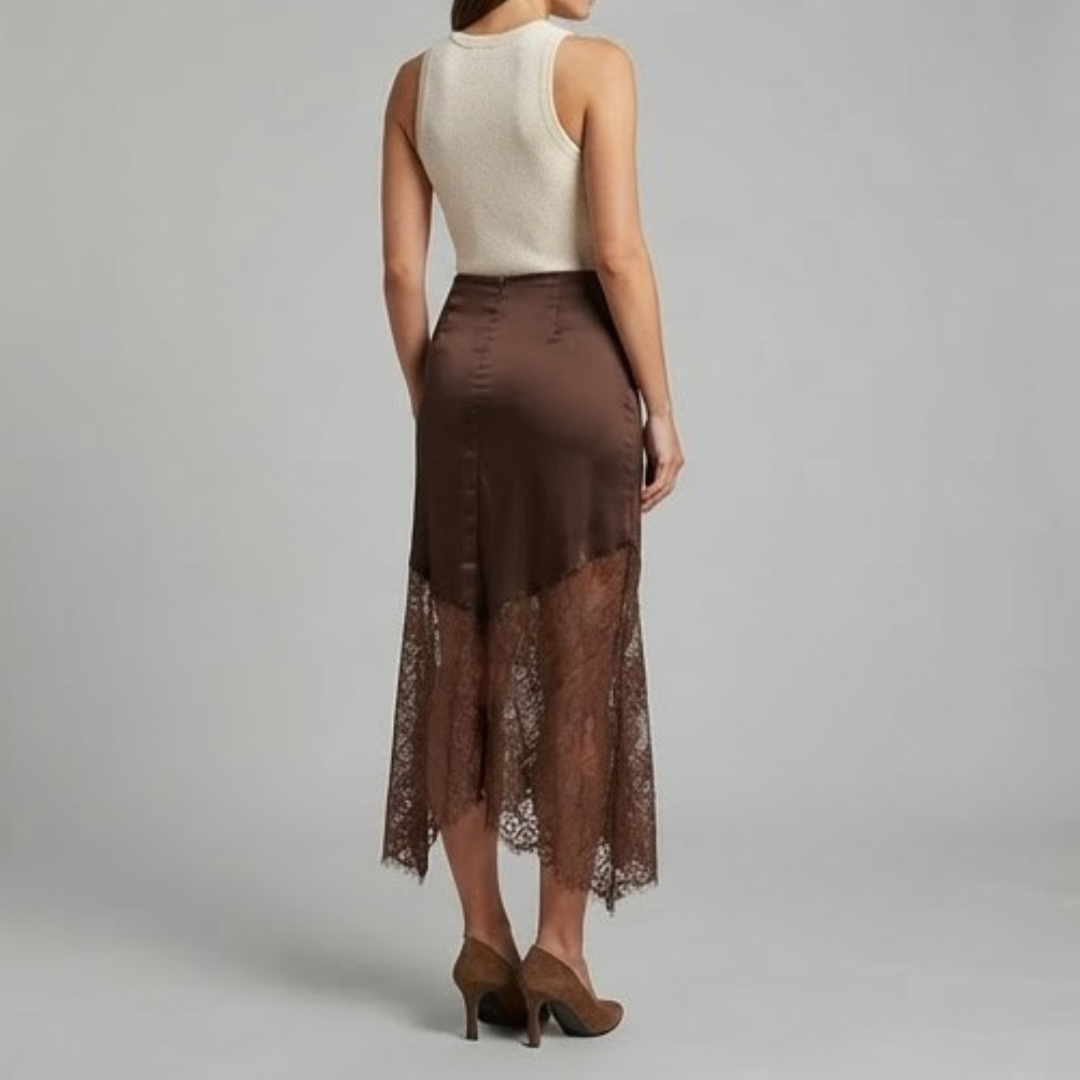 AURELIA | Skirt with lace patchwork detail