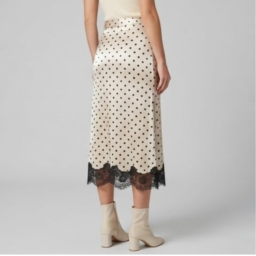 OPAL | Midi skirt with lace trim