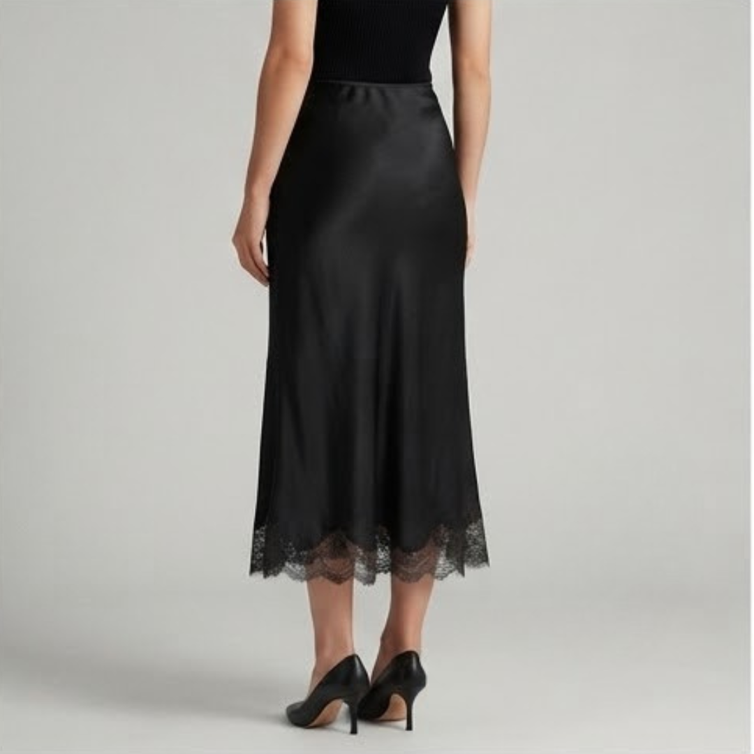 OPAL | Midi skirt with lace trim