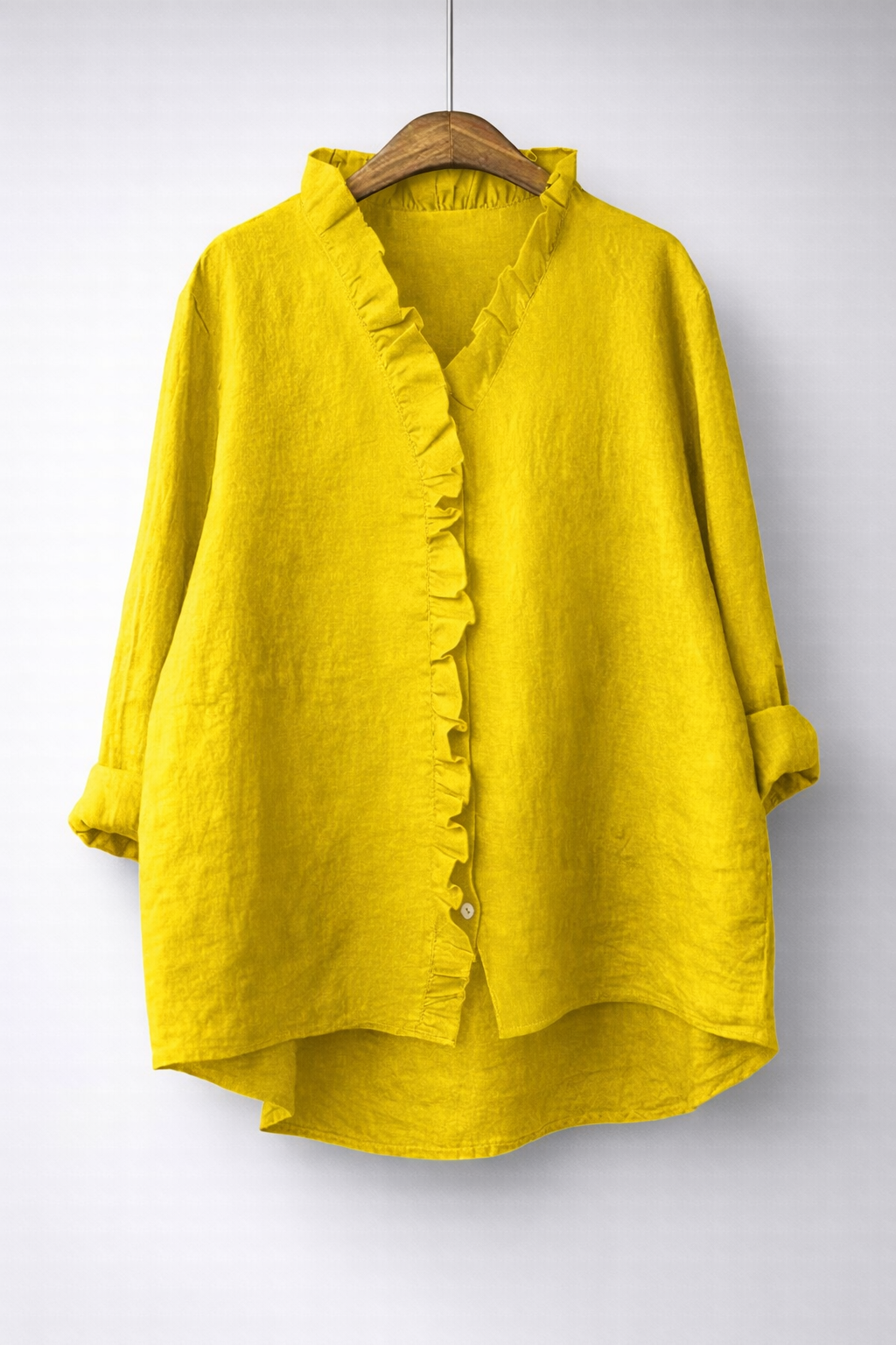 LUISA | Shirt with ruffled V-neck