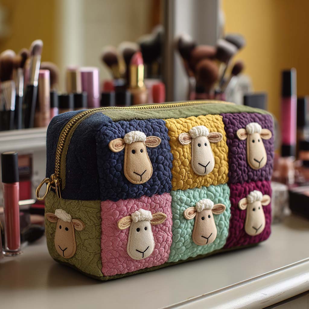 AVA | Cosmetic bag with quilted patchwork