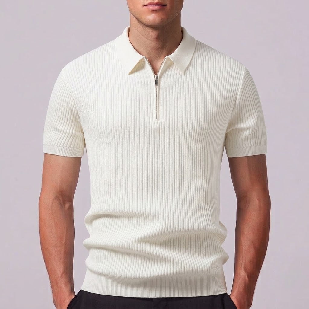 LARA | Zip polo with ribbed knit