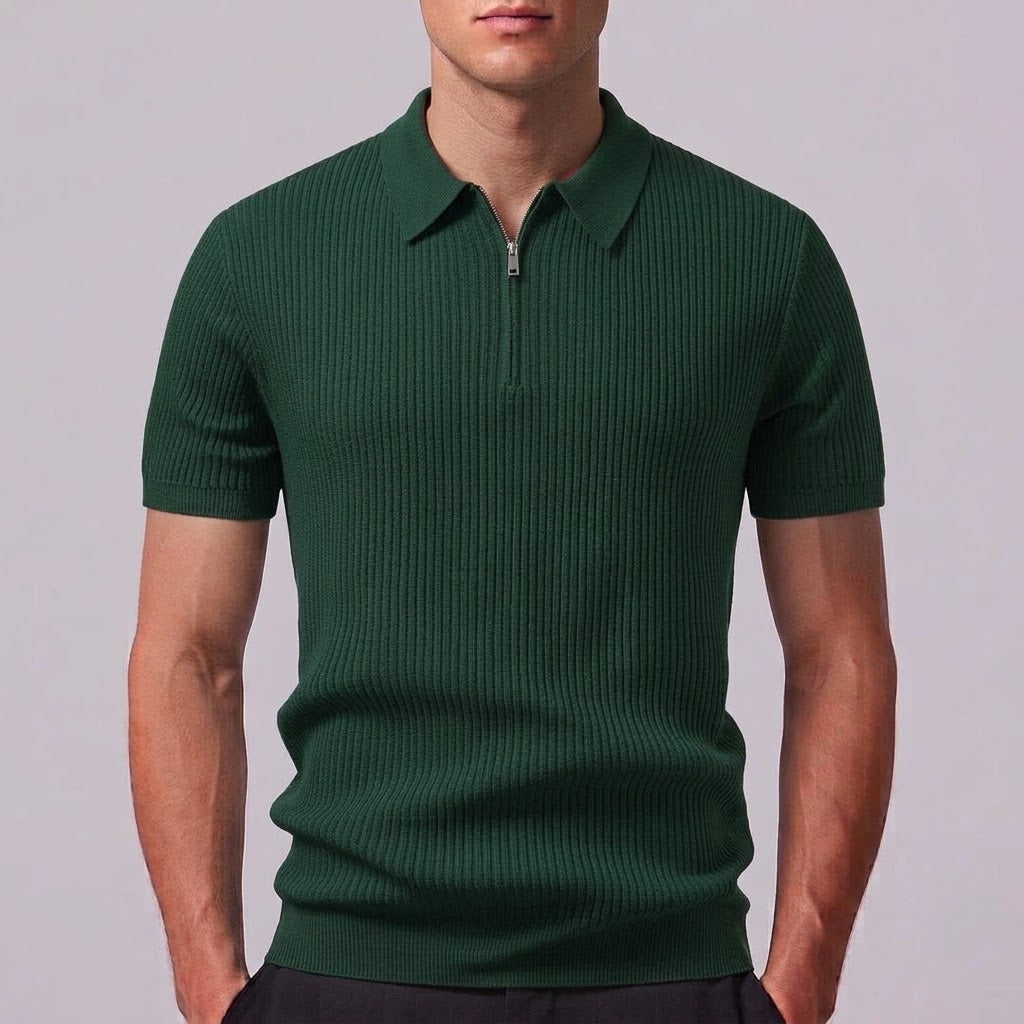 LARA | Zip polo with ribbed knit
