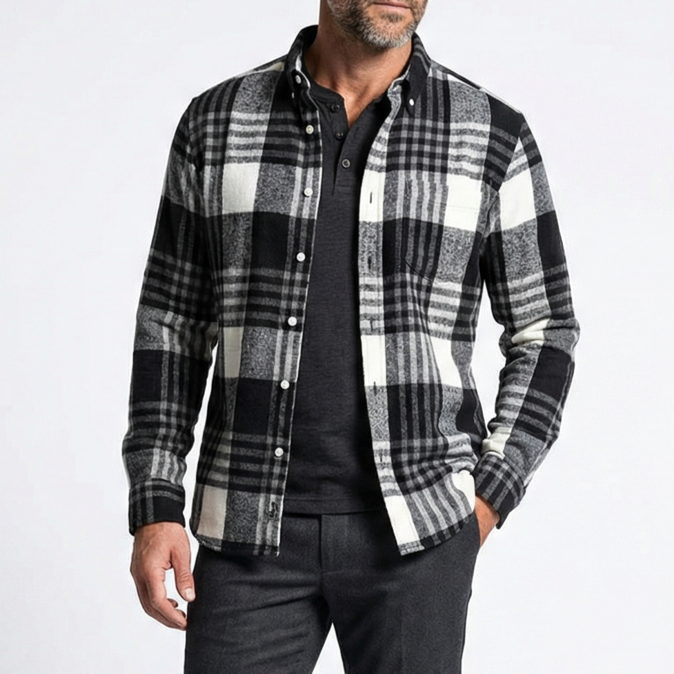 GRAYSON | Flannel shirt with button-down collar