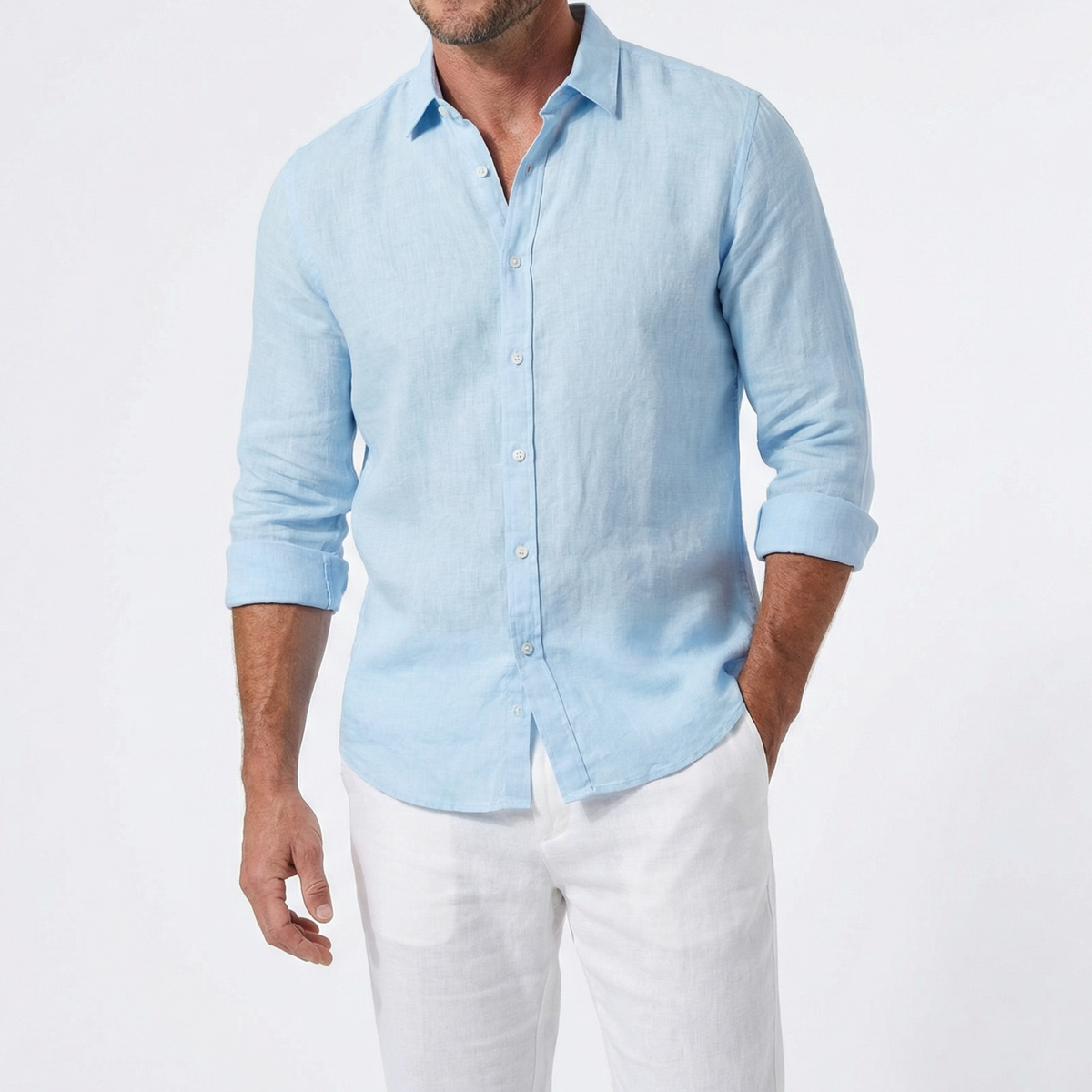 GEORGE | Linen shirt with point collar