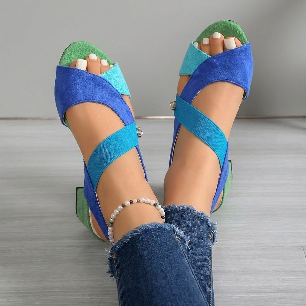 GRACE | Block heel sandals with cross strap