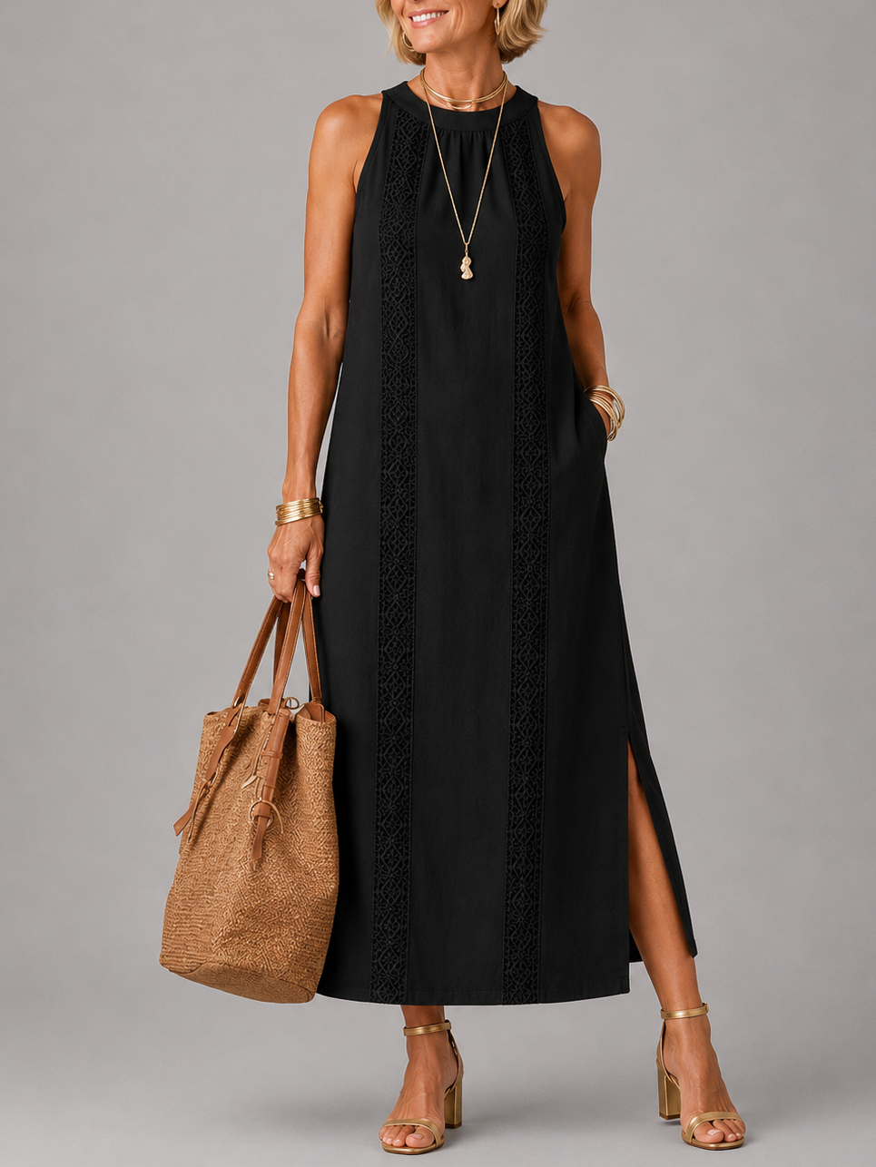 EMBERLY | Midi dress with embroidered detail