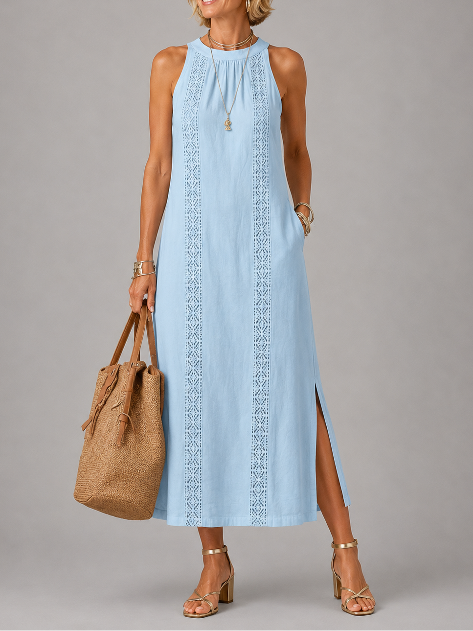 EMBERLY | Midi dress with embroidered detail
