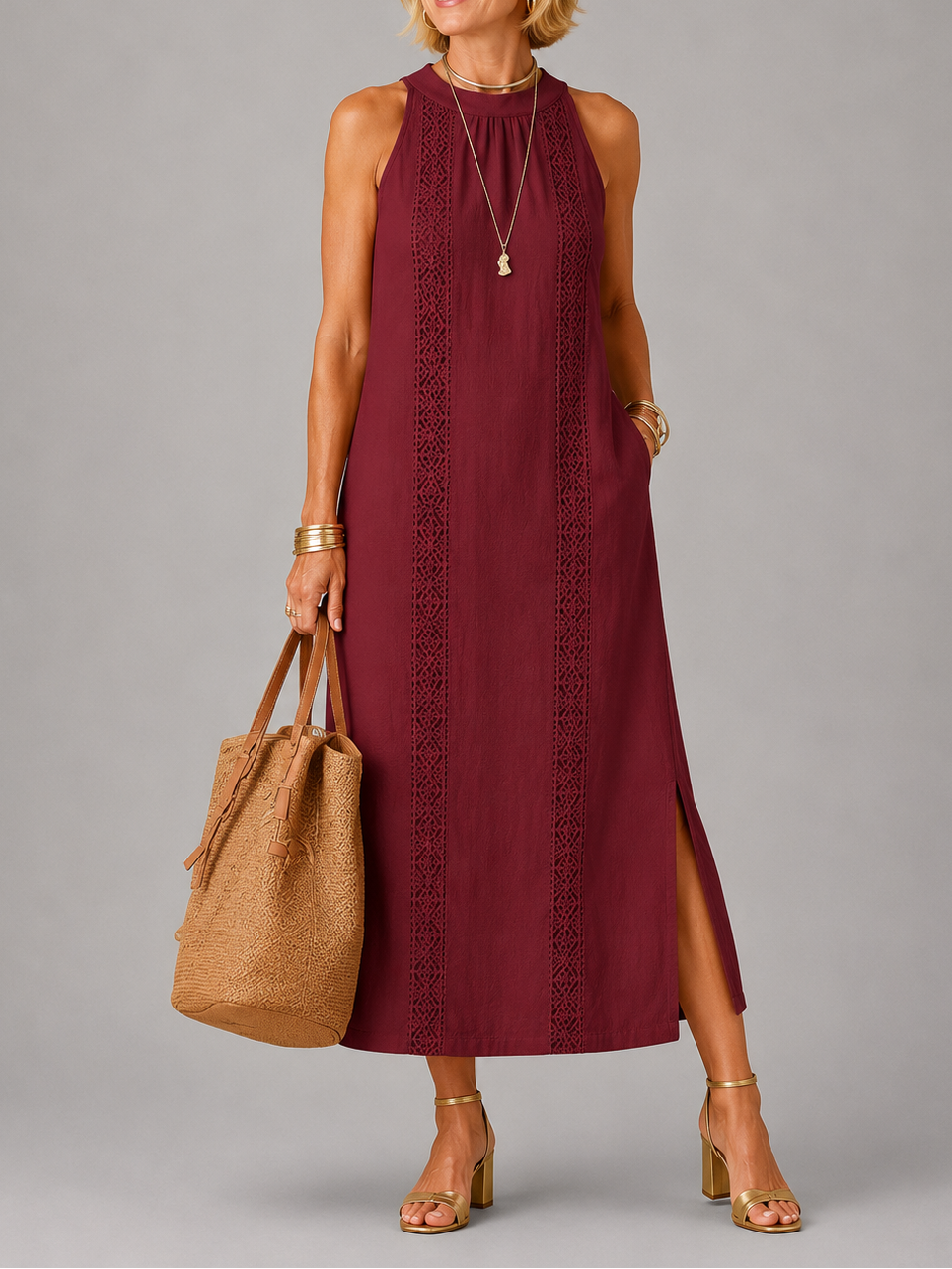 EMBERLY | Midi dress with embroidered detail