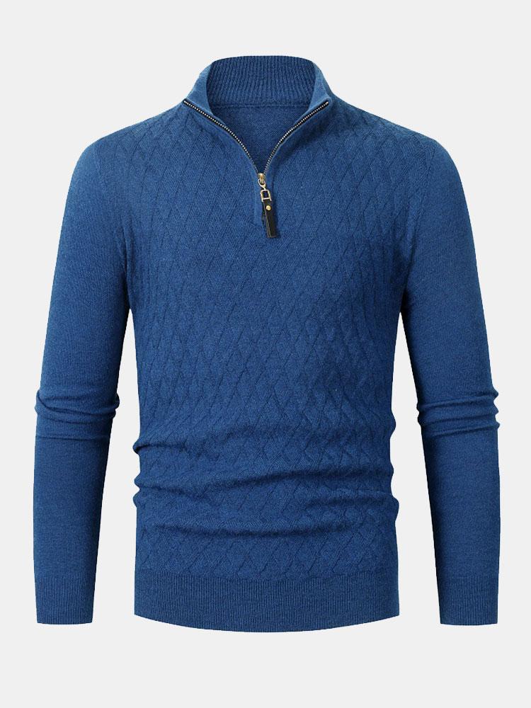EDWARD | Sweater with quarter-zip and diamond knit