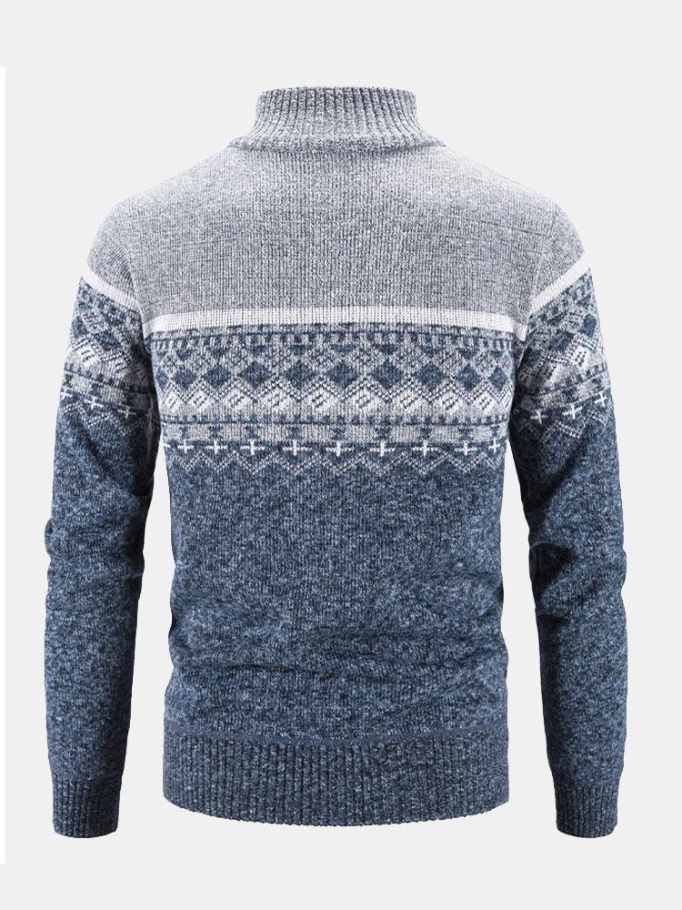 AVA | Zip-up sweater with geometric print