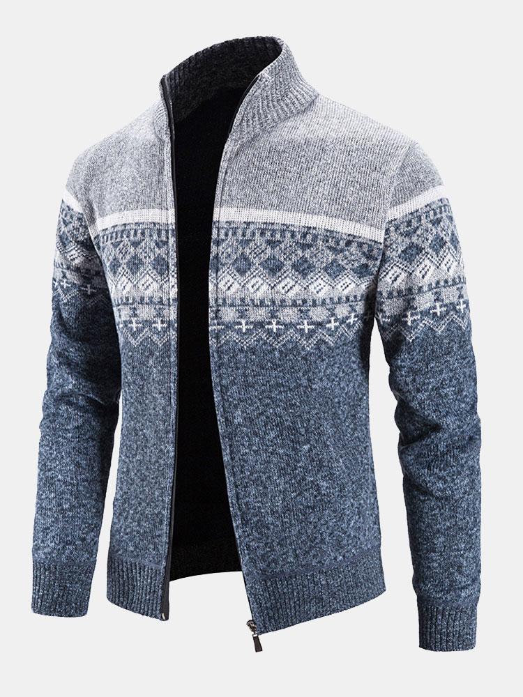 AVA | Zip-up sweater with geometric print