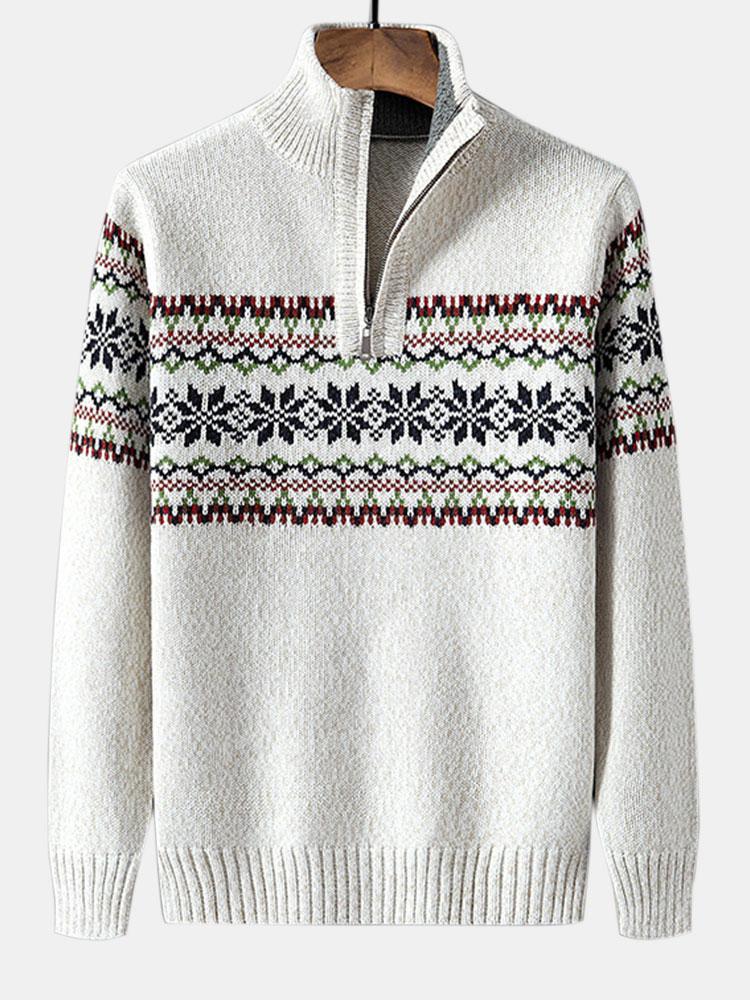 ELLA | Half-zip sweater with geometric print