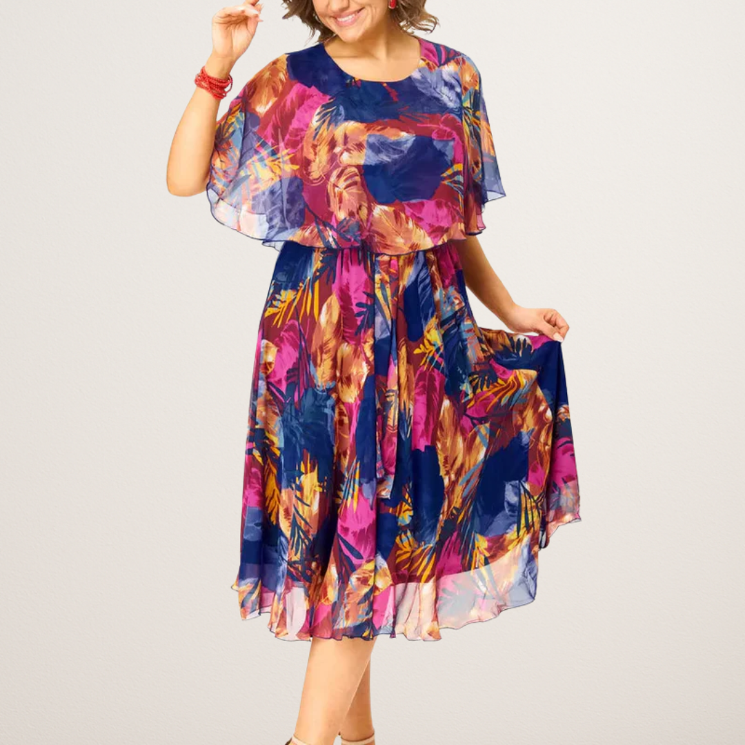 HALLE | Chiffon midi dress with flutter sleeves
